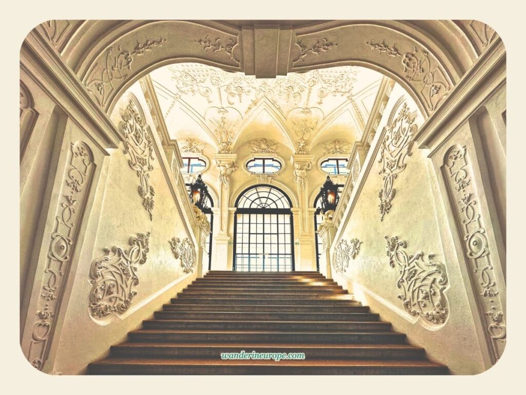 The stunning entrance to the Grand Staircase of the Upper Belvedere Palace, Vienna, Austria