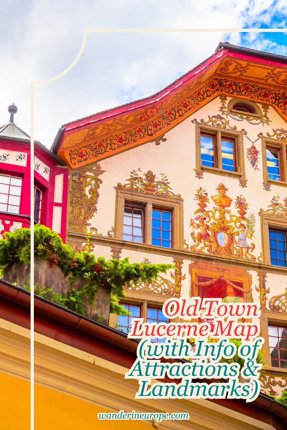 Old Town Lucerne Map (with Info of Attractions & Landmarks), Pinterest Pin