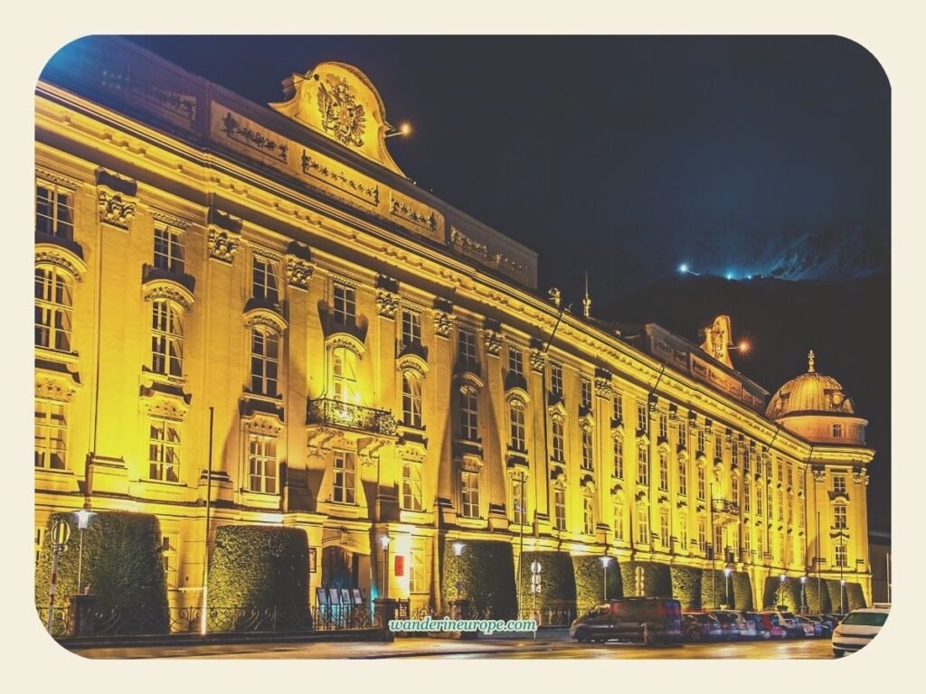 Visiting Innsbruck's Hofburg — What's Inside? 5 View of the Imperial Palace (Hofburg) at night in Innsbruck, Austria