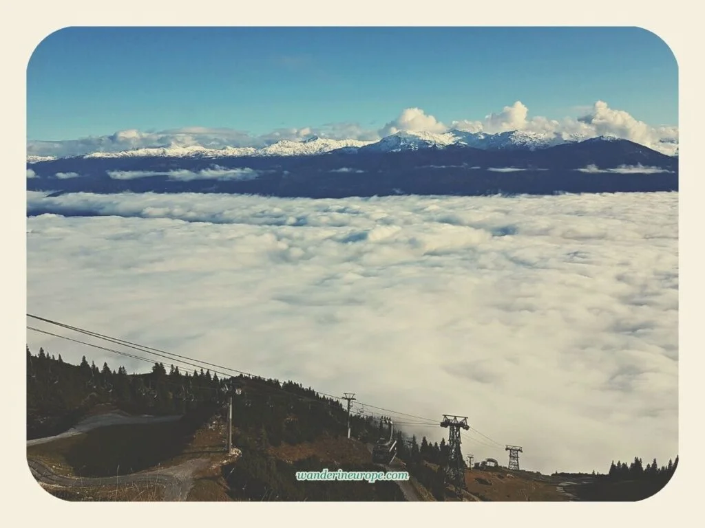 A sea of clouds over Innsbruck as seen from Hafelekar, Nordkette, Innsbruck, Austria
