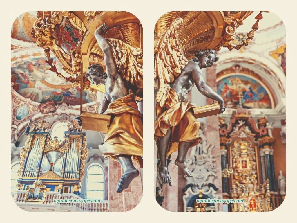 Angels under the pulpit and the harmonious colors of the Innsbruck Cathedral, Old Town Innsbruck, Austria
