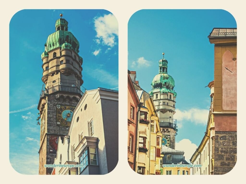 All You Need to Know Before Climbing Stadtturm in Innsbruck 6 Daytime view of Stadtturm from Herzog-Friedrich-Straße in Innsbruck, Austria