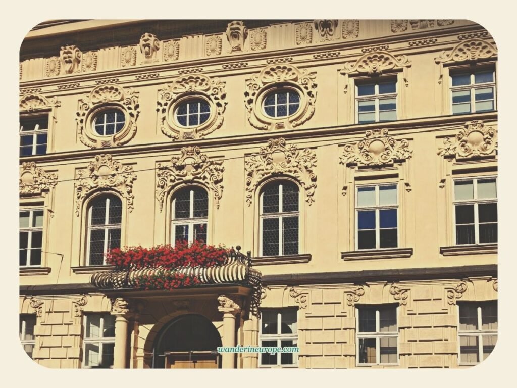 Facade of Palais Fugger-Taxis along Maria-Theresien-Straße, Old Town Innsbruck, Austria