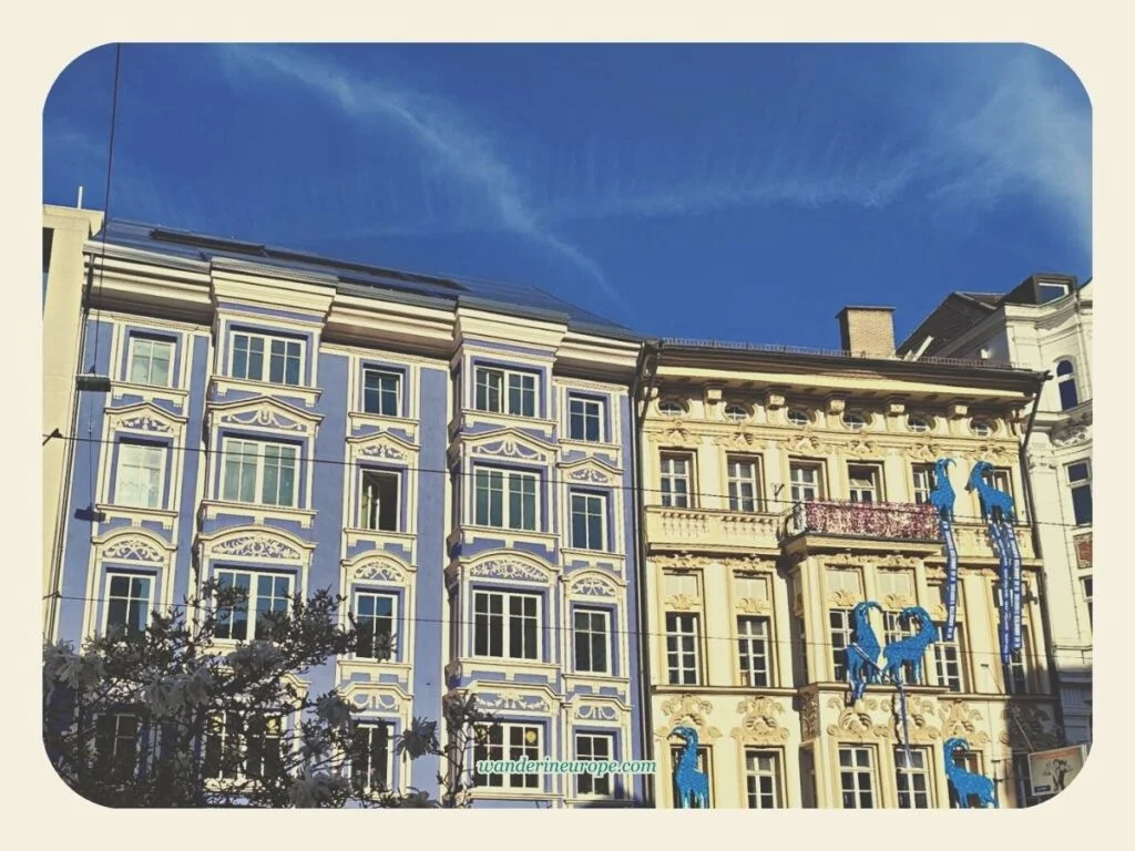 Facade of Palais Trapp along Maria-Theresien-Straße, Old Town Innsbruck, Austria