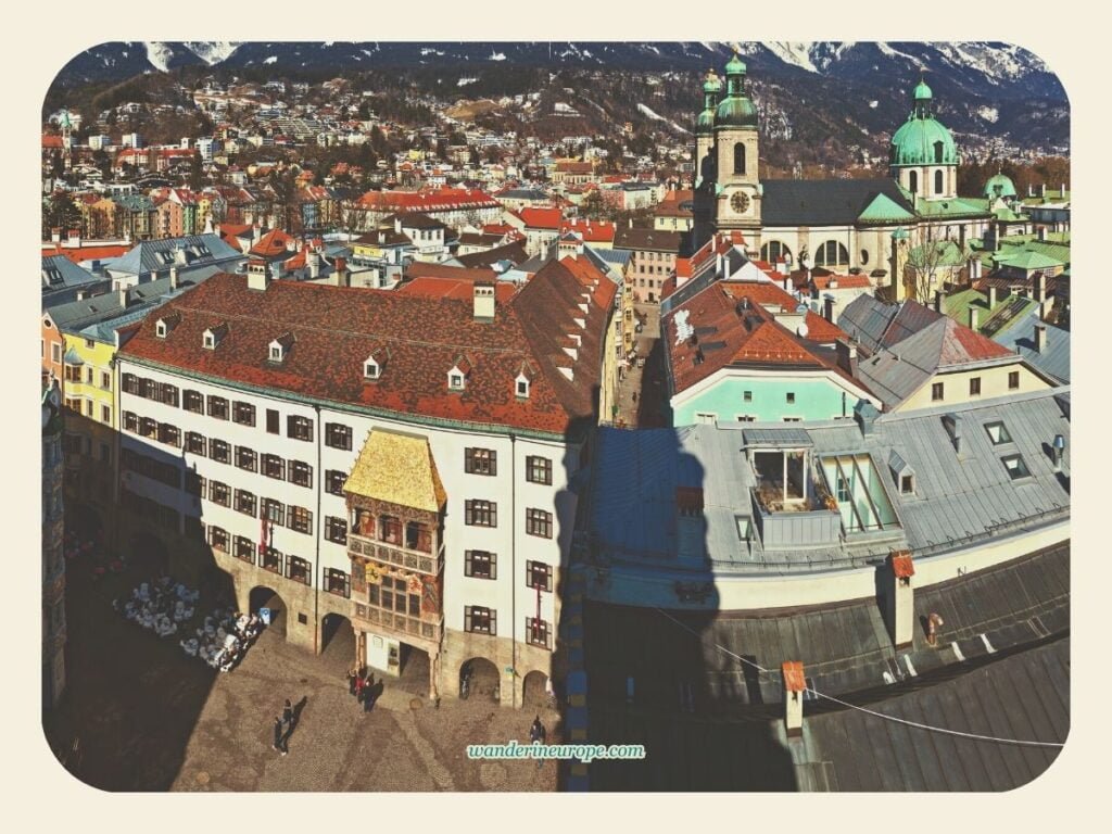 Innsbruck Cathedral and the 5 Beautiful Things Inside It 4 The Golden Roof that’s a 2 to 3-minute walk from Innsbruck Cathedral in Old Town Innsbruck, Austria