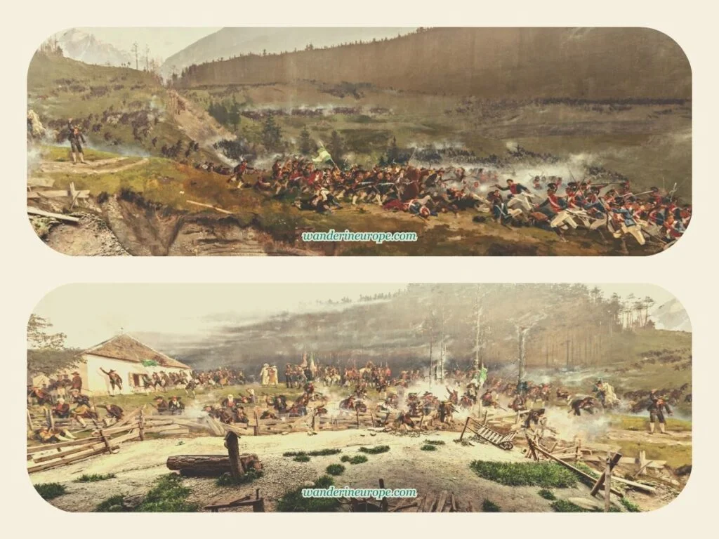 The battle scene in Bergisel depicted by Tirol Panorama Museum, Innsbruck, Austria