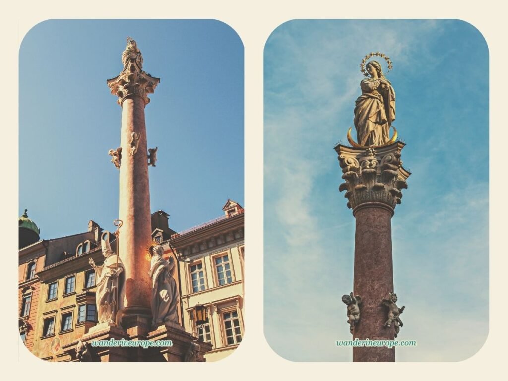 A Self Guided Tour to Old Town Innsbruck's Notable Landmarks 12 The eye-catching column of Annasaule in the middle of Maria-Theresien-Straße, Old Town Innsbruck, Austria