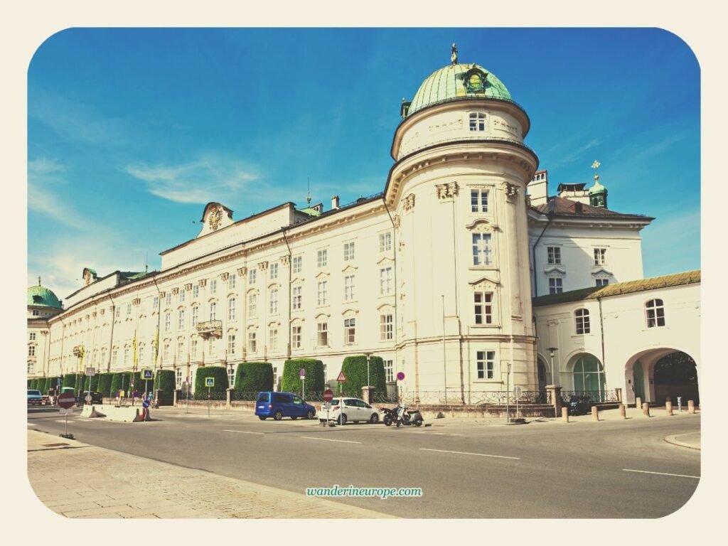 A Self Guided Tour to Old Town Innsbruck's Notable Landmarks 48 The view of the entire facade of Hofburg from Rennweg, Old Town Innsbruck, Austria
