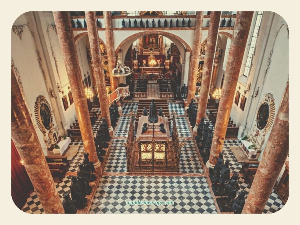 Inside Hofkirche (Court Church) — Innsbruck's Hidden Gem 7 Top rear view of the cenotaph of Maximilian I inside Court Church (Hofkirche) in Innsbruck, Austria