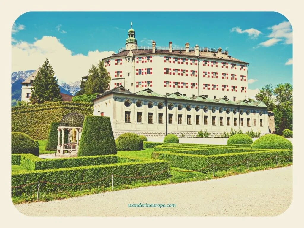 View of the Spanish Hall and Upper Castle in Ambras Castle, Innsbruck, Austria