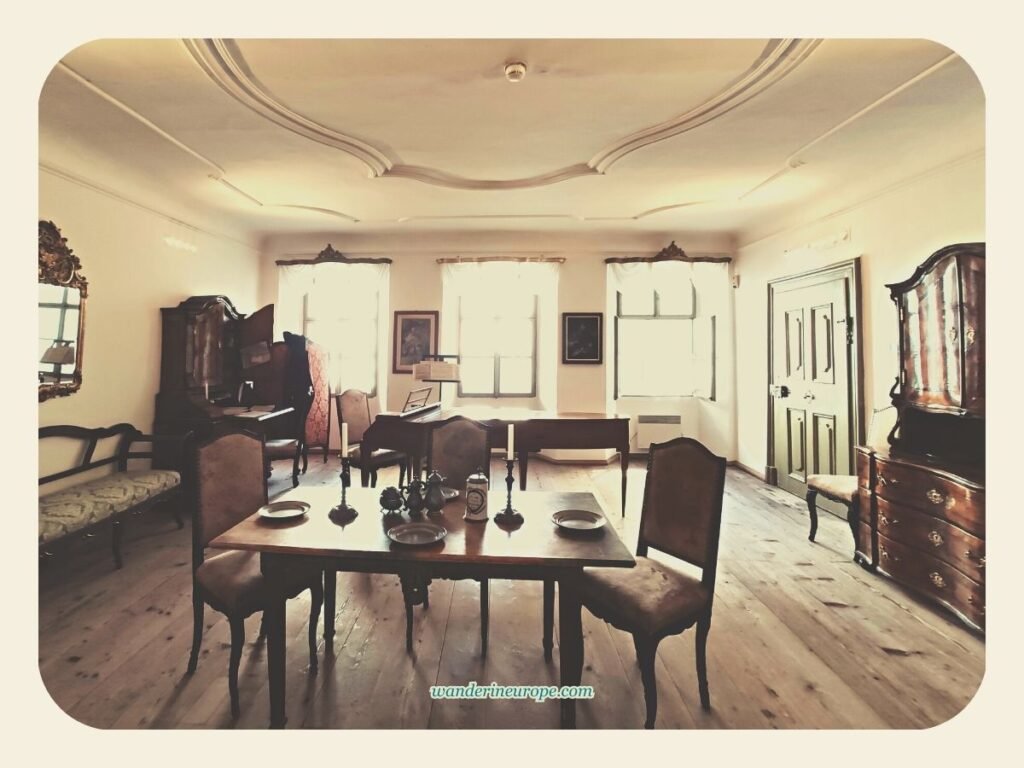 Interesting Exhibits in Mozart's Birthplace in Salzburg 14 Middle-class living room in Mozart's birthplace in Salzburg, Austria