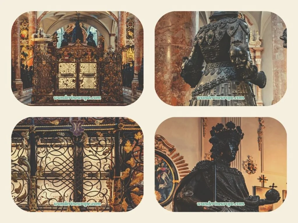 Stunning details of the cenotaph and the Black Men statues to see during day 1 of 2-day trip to Innsbruck, Austria