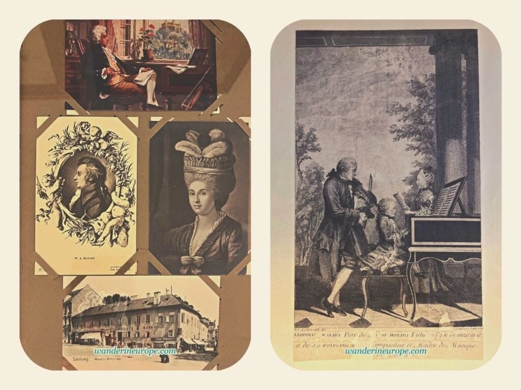 Interesting Exhibits in Mozart's Birthplace in Salzburg 7 Photographs, drawings, and artworks inside Mozart's birthplace in Salzburg, Austria