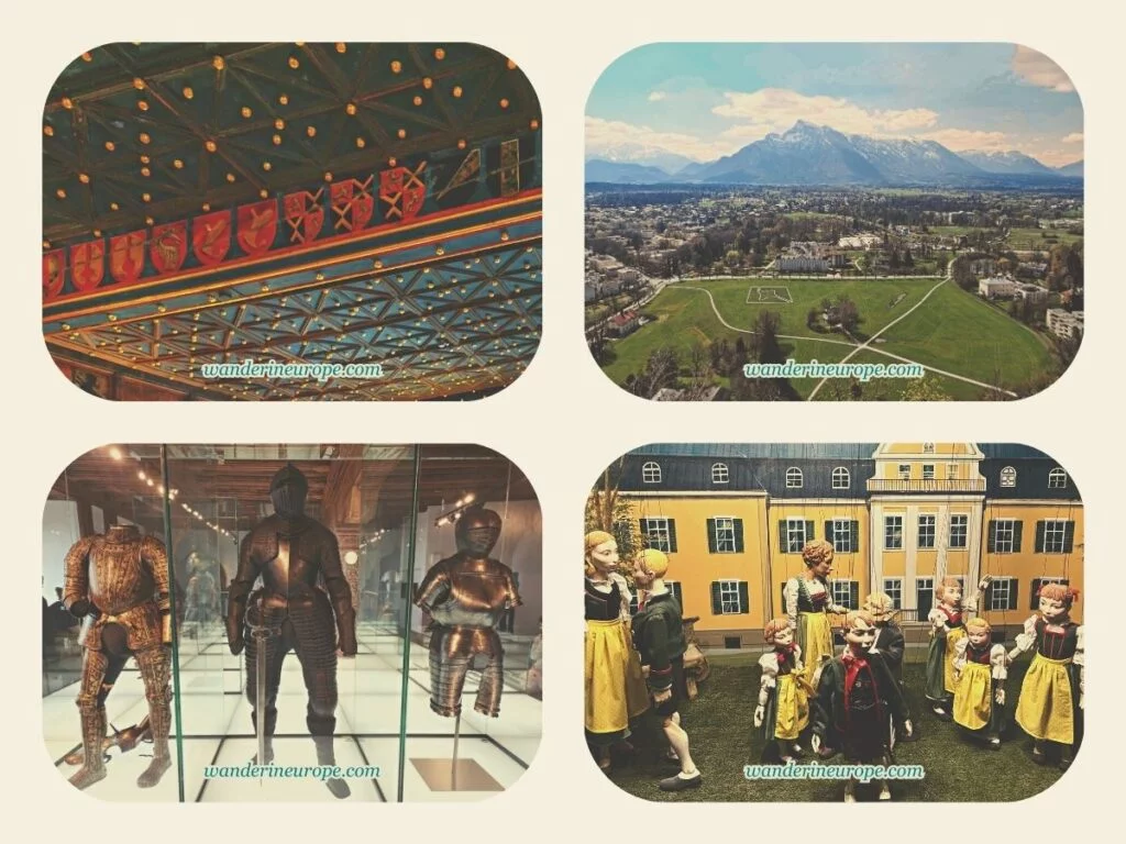 Different things to see and discover in Hohensalzburg Fortress in Salzburg, Austria