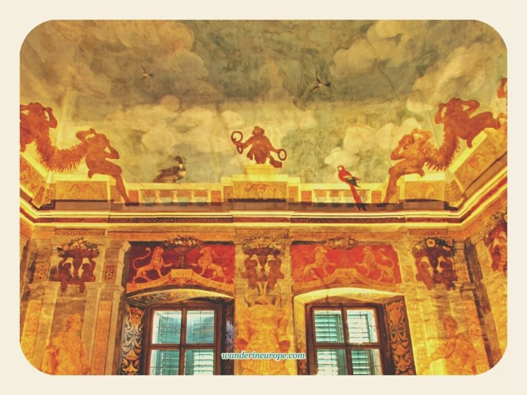 Everything You Need to Know About Visiting Hellbrunn Palace 76 Fresco-secco paintings in the Ceremonial Hall of Hellbrunn Palace, Salzburg, Austria