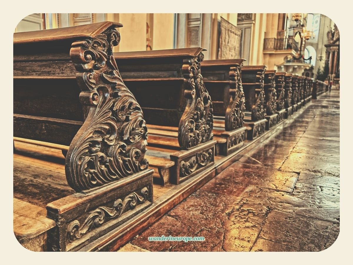 Salzburg Cathedral's elaborate pews, Salzburg, Austria