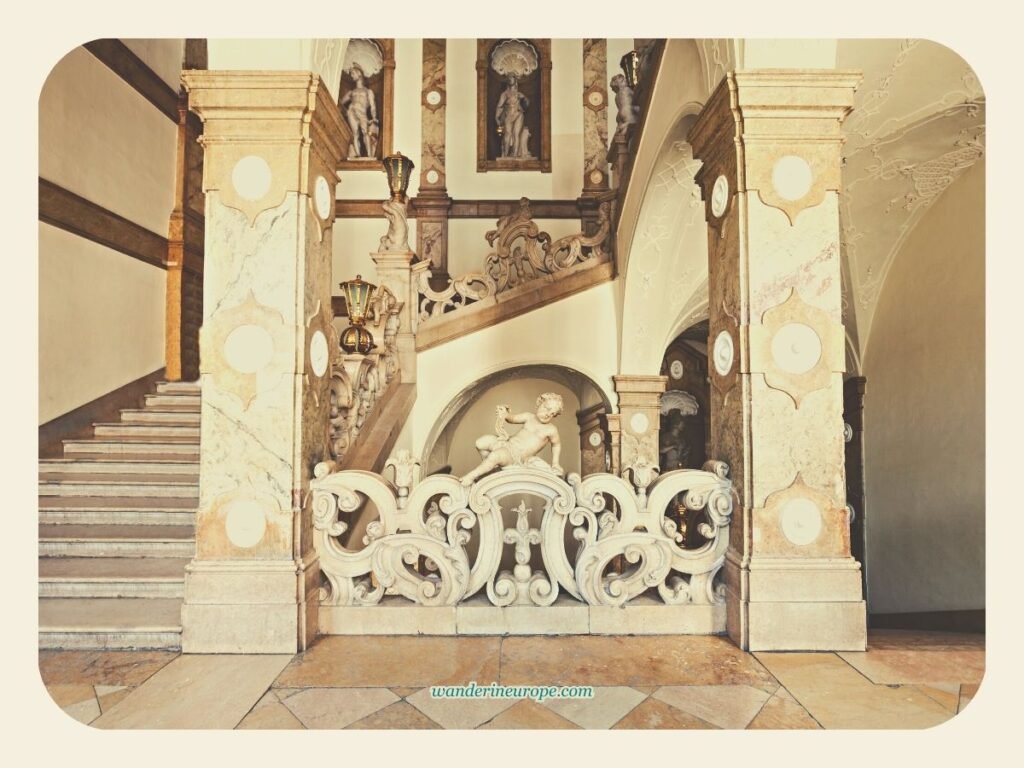 5 Beautiful Reasons to Visit Mirabell Palace & Gardens 13 The elaborate grand staircase of Mirabell Palace in Salzburg, Austria