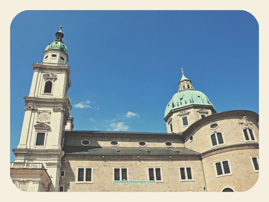 A Complete Guide to Salzburg Cathedral (Facts, Info & Tips) 5 The south facade of Salzburg Cathedral seen from Kapitelplatz, Old Town Salzburg, Austria