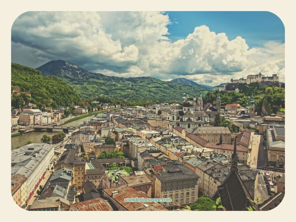 A Guide to Mönchsberg, Salzburg (Going There & Things to Do) 8 View of Old Town Salzburg from the terrace of Museum der Moderne in Mönchsberg, Salzburg, Austria
