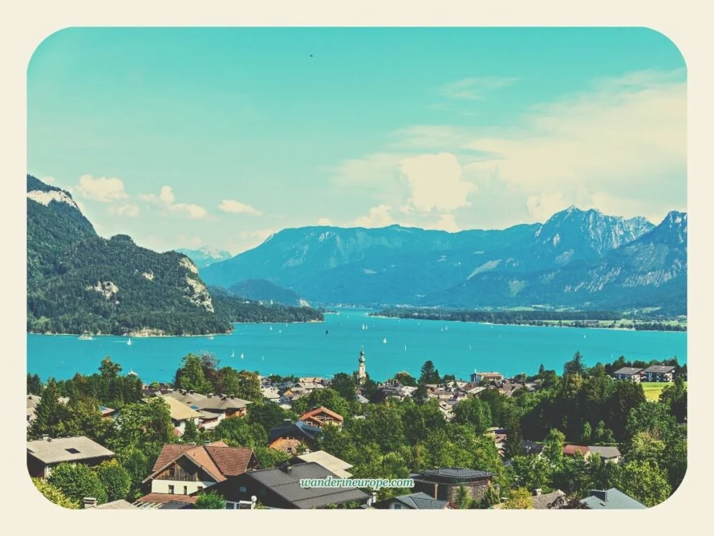 View of St. Gilgen similar to the opening scene of The Sound of Music, Wolfgangsee, Salzburg, Austria