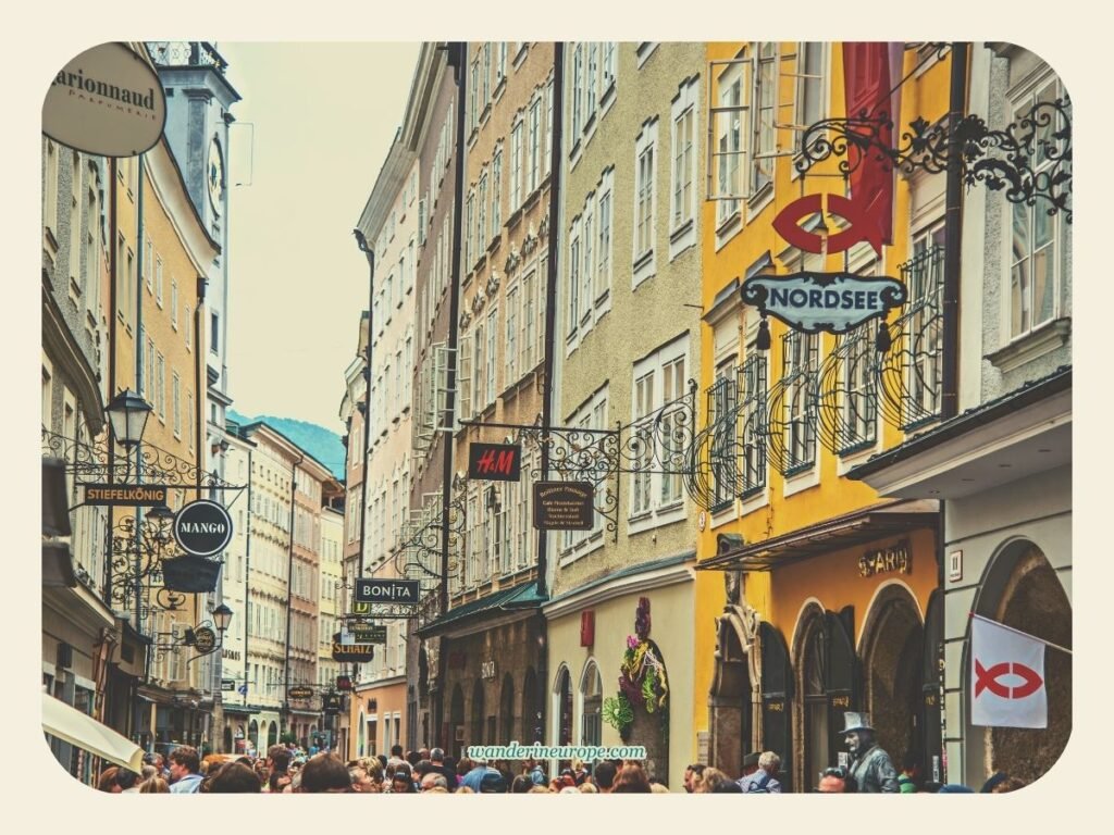 Seven Beautiful Things That I Discovered in Salzburg 16 Bustling Getreidegasse, beautiful places in Salzburg, Austria