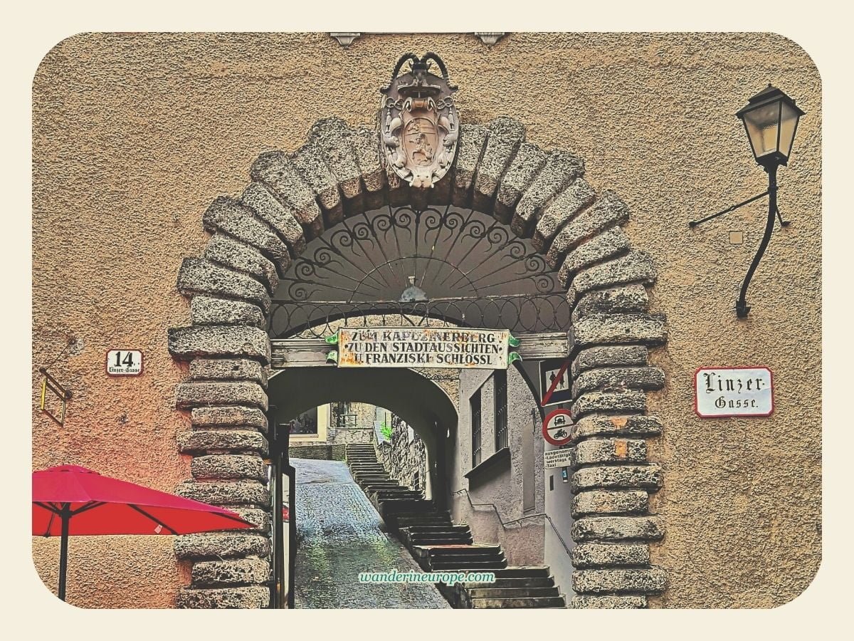 Visit Kapuzinerberg and See a Panoramic View of Salzburg 13 Franziskuspforte leading to Kapuzinerberg, Historic Center Salzburg, Austria
