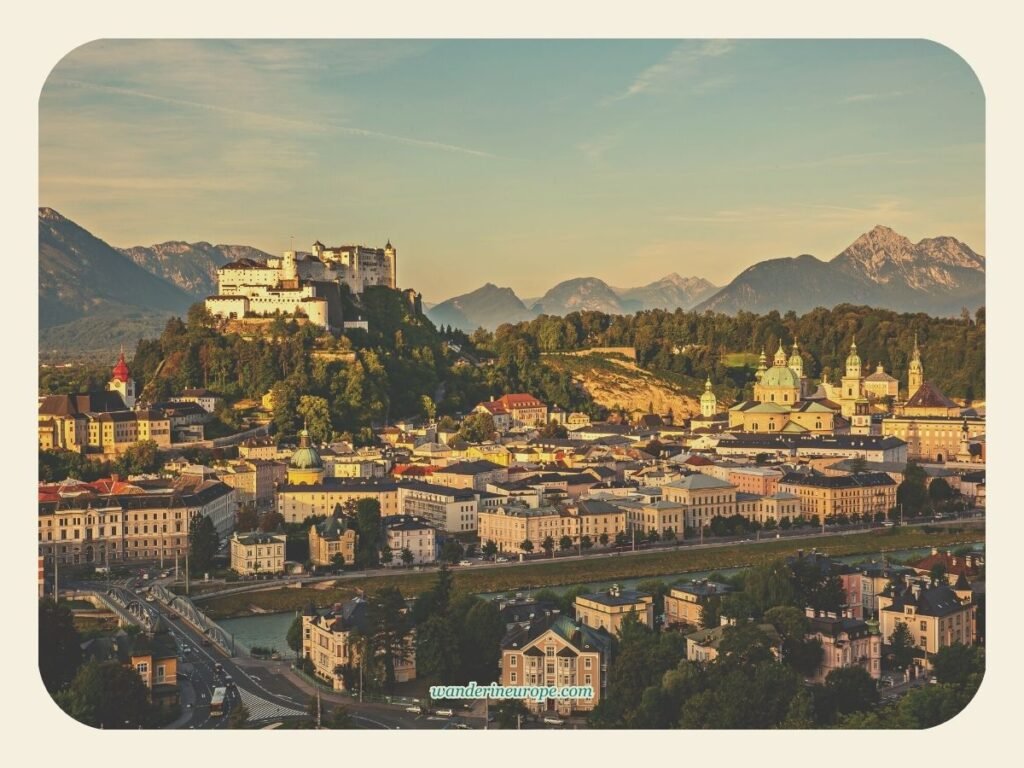 Visit Kapuzinerberg and See a Panoramic View of Salzburg 25 Golden hour view of Old Town Salzburg from Kapuzinerberg, Salzburg, Austria