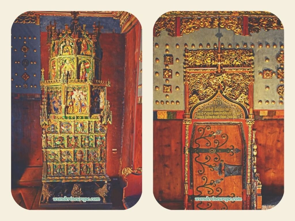 Seven Beautiful Things That I Discovered in Salzburg 19 The beautiful stove and library door inside the Princely Chambers in Hohensalzburg Fortress, beautiful places in Salzburg, Austria