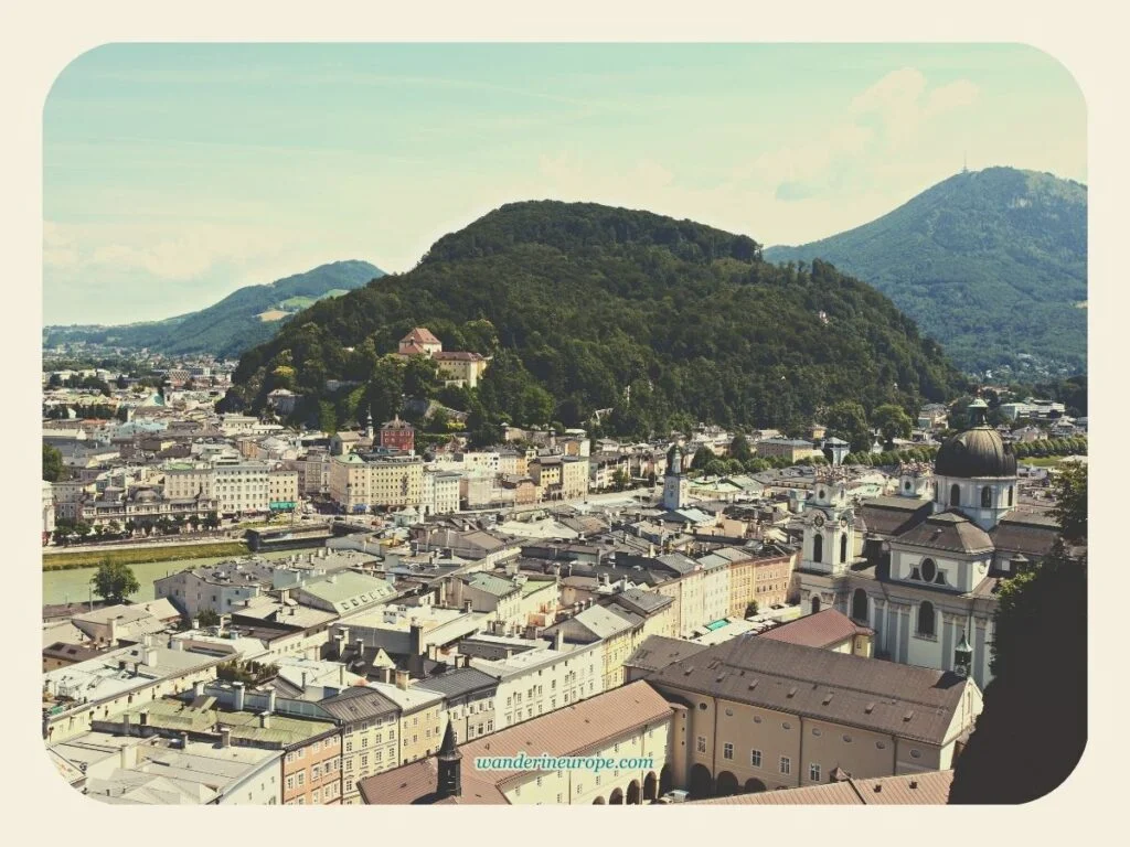 View of Kapuzinerberg from Monchsberg, Salzburg, Austria