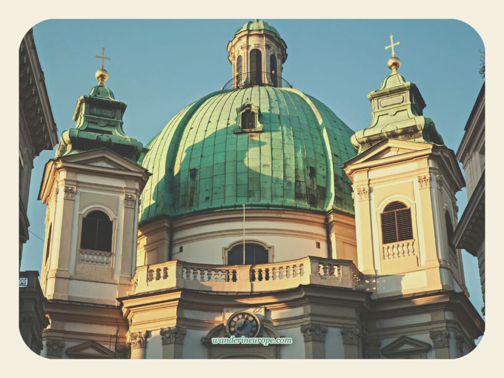 Beautiful Things to See When Visiting Peterskirche in Vienna 2 Golden hour appearance of Peterskirche’s exteriors, Vienna, Austria