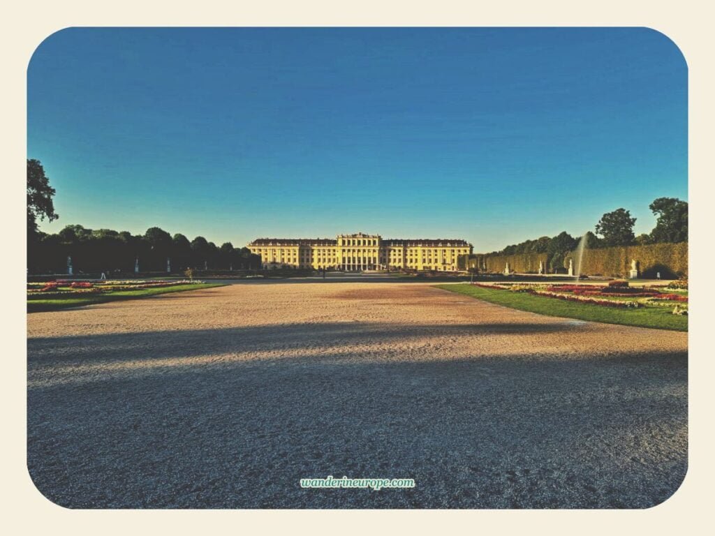 All You Need to Know Before Visiting Schonbrunn Palace 16 Golden hour view of the main palace from the Great Parterre of Schönbrunn Palace, Vienna, Austria