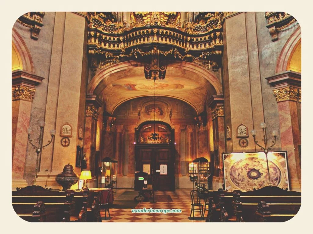 Illusionist artworks in the narthex of Peterskirche, Vienna, Austria