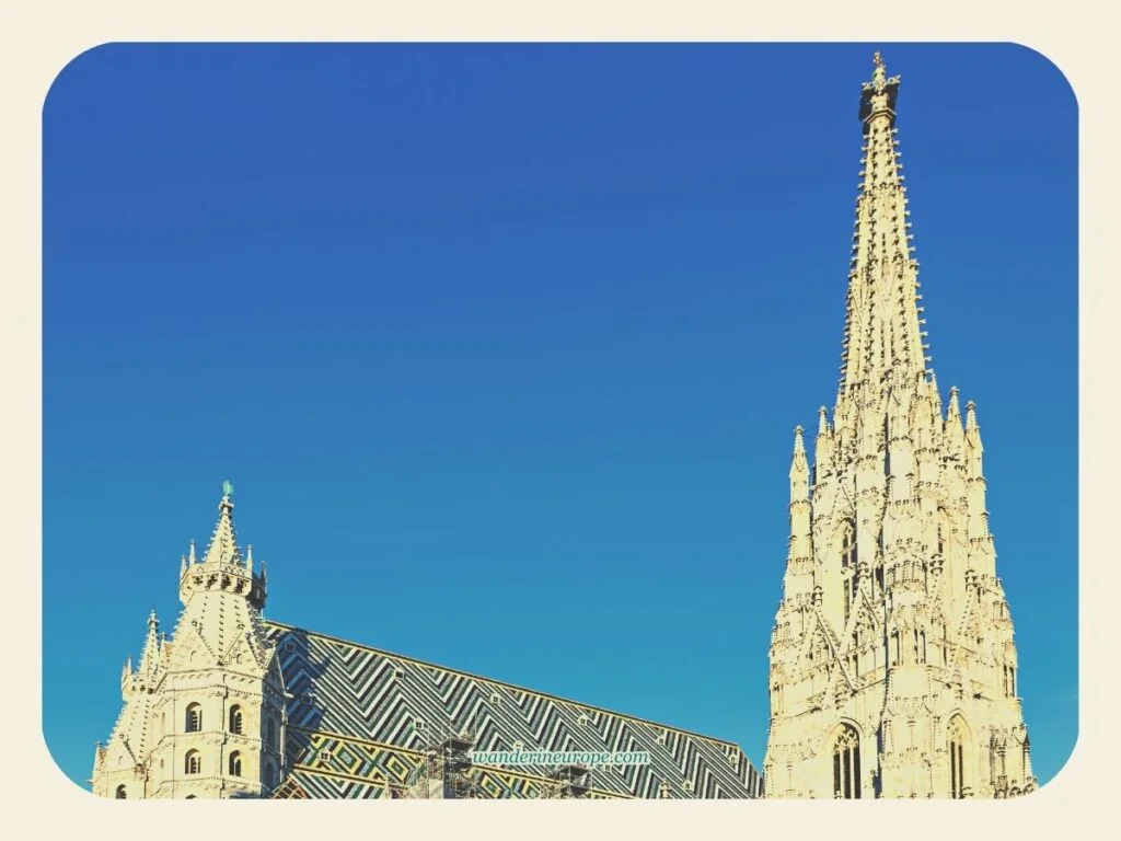 The south tower of Saint Stephen’s Cathedral during the golden hour, Vienna, Austria