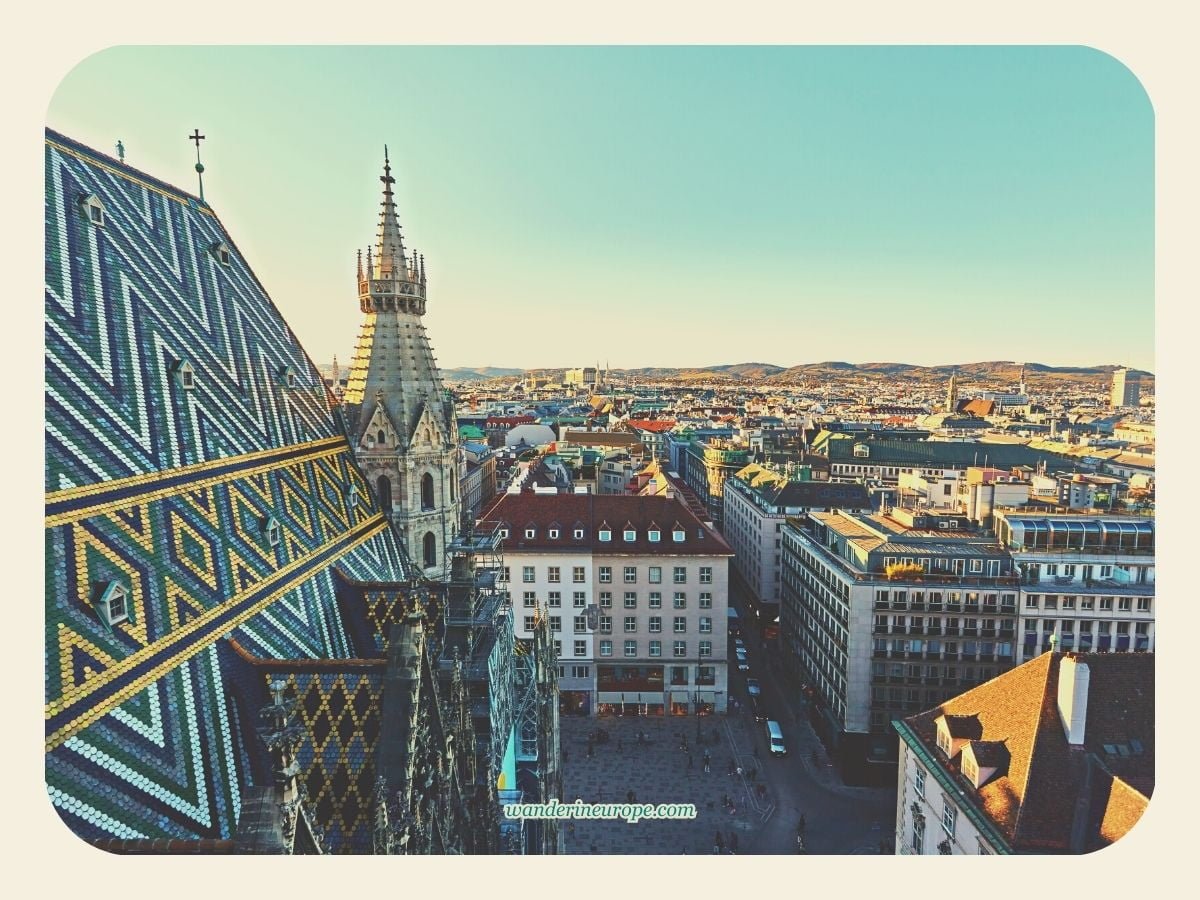 A Guide to Visiting Stephansdom, Vienna (What to Do & Tips) 54 View from the top of the north tower of Saint Stephen’s Cathedral, Vienna, Austria