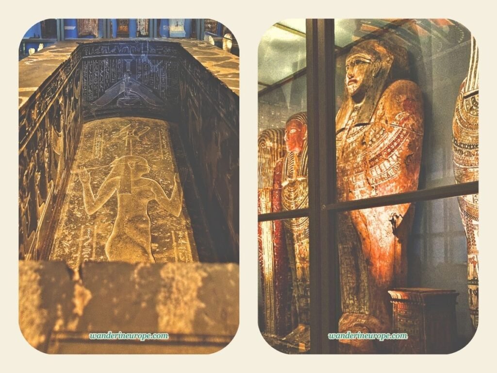 3000-plus-year old Egyptian Sarcophagus and tomb in the antiquities section of Kunsthistorisches Museum, Vienna, Austria