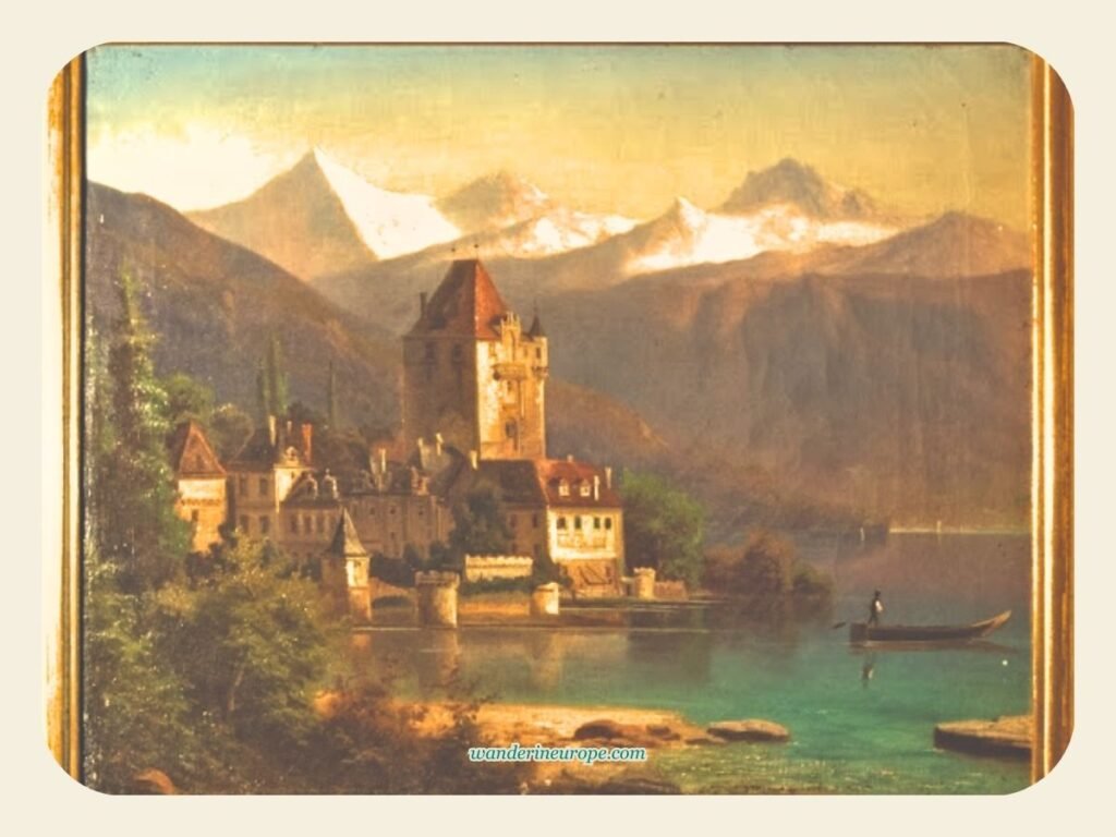 4 Days in Central Switzerland (Bern and Lucerne Itinerary) 24 An old painting of Oberhofen Castle in Thun, Switzerland