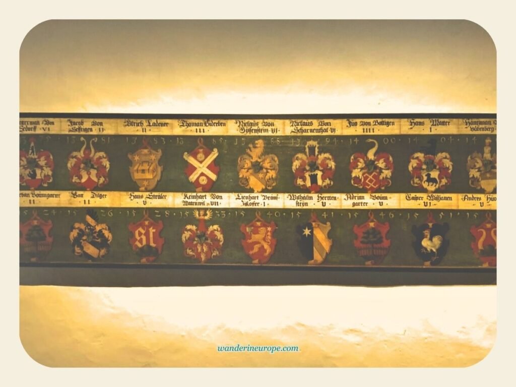 A Quick Guide to Thun Castle (Expectations + Tips + Photos) 20 Another tapestry in Thun Castle, depicting the symbols of each ruler of Thun, Switzerland