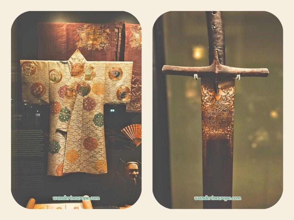 The Beautiful Sights and Experiences in Hofburg, Vienna 43 Asian costume and hand weapon inside Imperial Treasury in Hofburg, Vienna, Austria