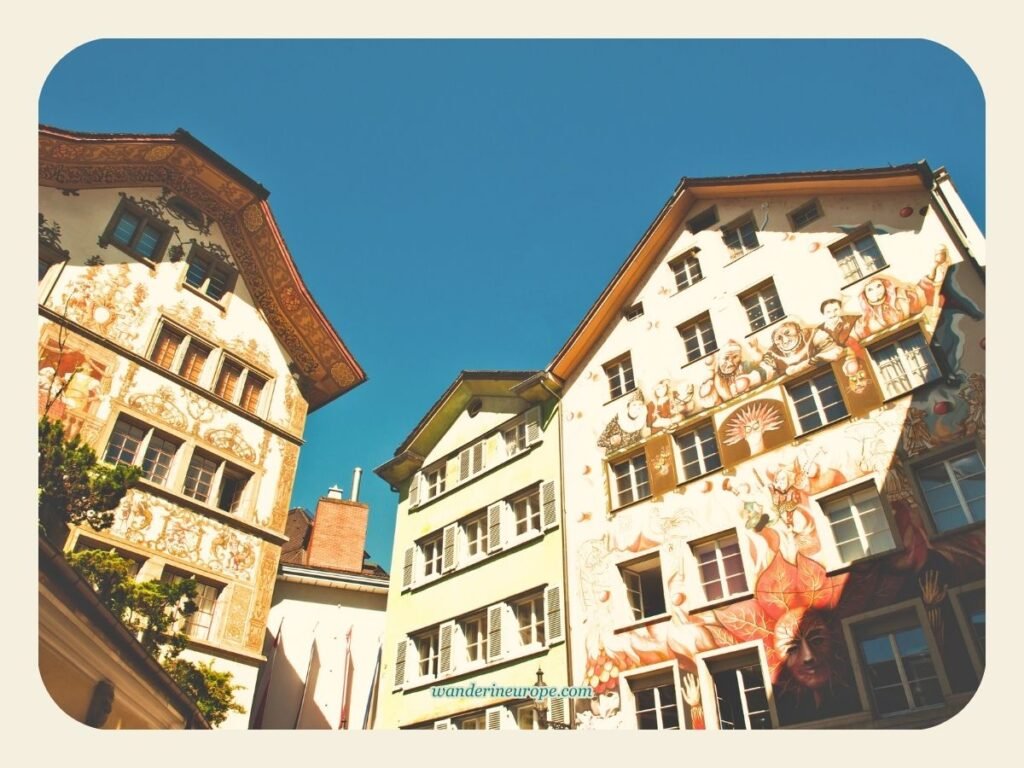10 Notable Landmarks in Lucerne (Free to Visit Attractions) 35 Beautiful facades of the houses in Sternenpl in old town Lucerne, Switzerland