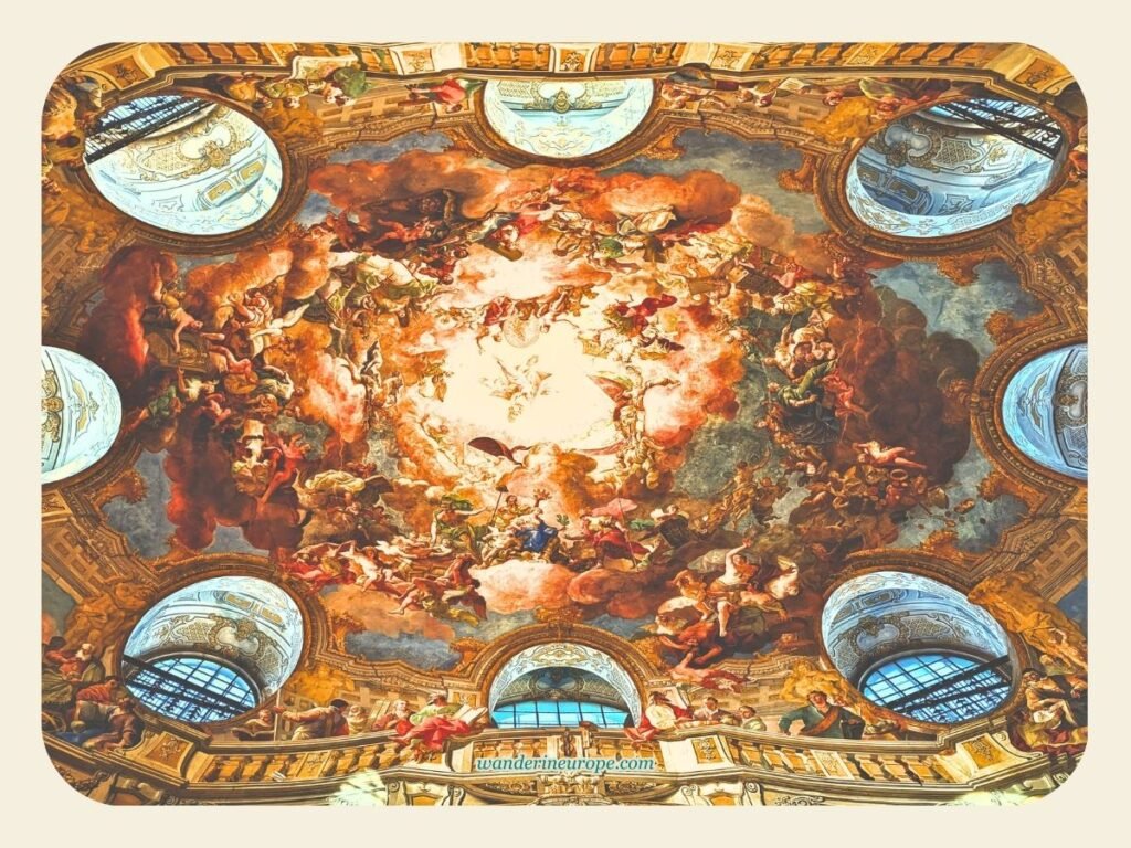 The Beautiful Sights and Experiences in Hofburg, Vienna 38 Breathtaking frescoes on the ceiling of the dome of the Austrian National Library, Hofburg, Vienna, Austria