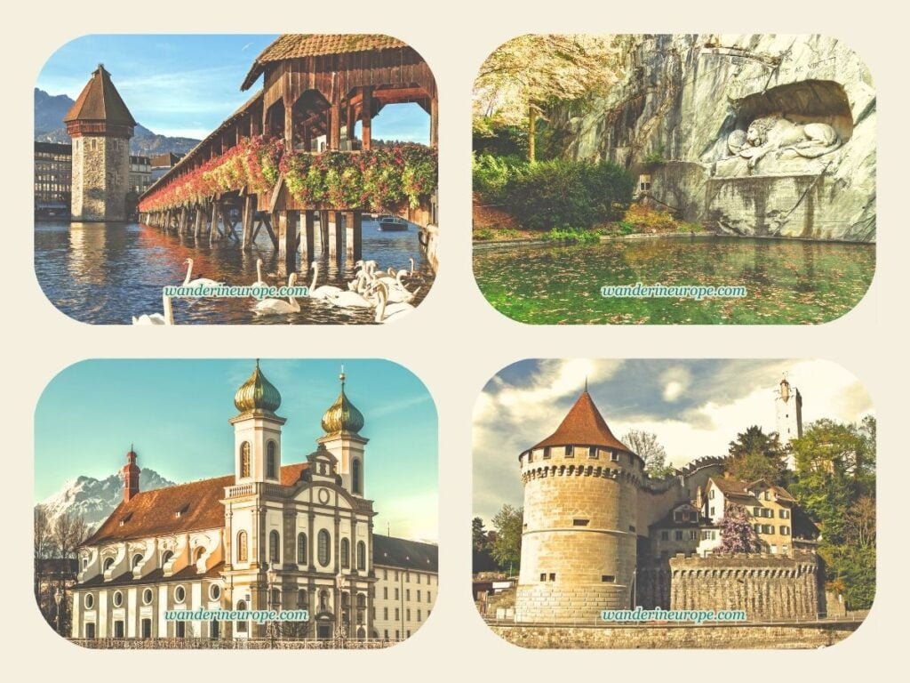 4 Days in Central Switzerland (Bern and Lucerne Itinerary) 37 Chapel Bridge, Lion Monument, Musegg Wall, Jesuit Church, Destinations in Day 3 morning of Switzerland trip