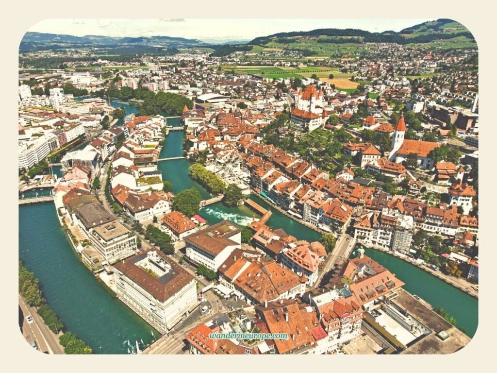 How to Spend One Day in Thun (an Easy Day Trip Itinerary) 18 Closer look to Balliz (aerial view) in Thun, Switzerland