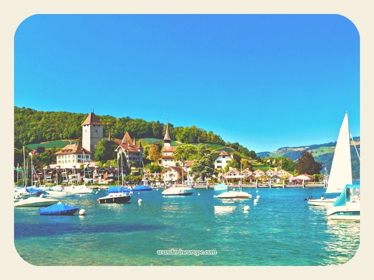 Day 3, Destination 3 – Spiez skyline from Lake Thun, Bernese Oberland, Switzerland