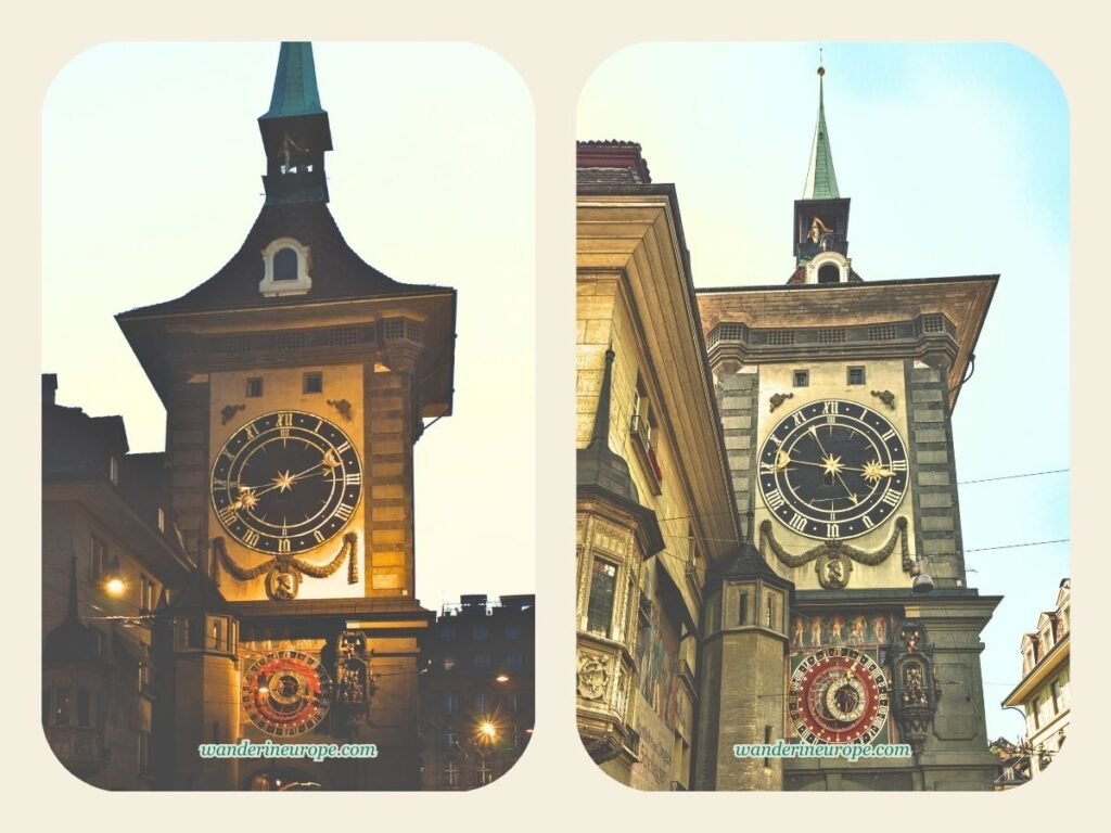 6-Day Switzerland Itinerary: Exploring The Canton of Bern 21 Day and night appearance of Zytglogge, Day 2 Switzerland Itinerary