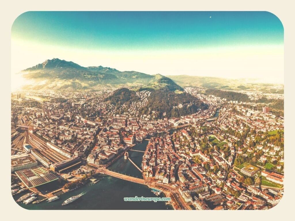 10 Beautiful Things That Makes Lucerne so Lovely & Charming 51 Drone shot of Lucerne and Mount Pilatus