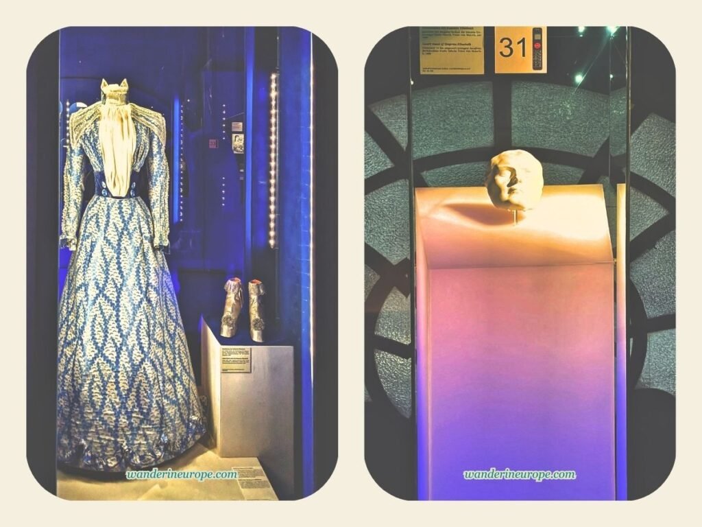 The Beautiful Sights and Experiences in Hofburg, Vienna 44 Empress Elisabeth's gown and her Death Mask in Hofburg, Vienna, Austria