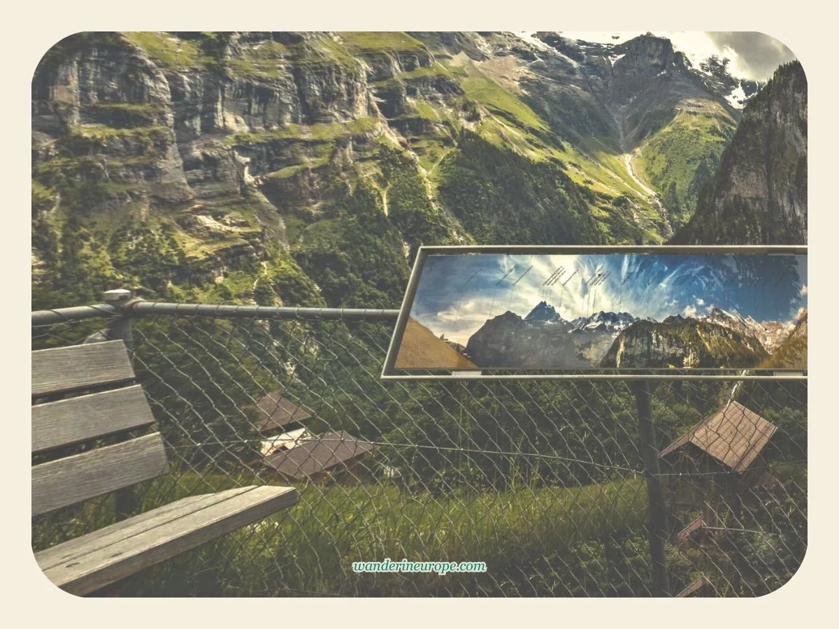 5 Things To Do In Gimmelwald (Beautiful Reasons To Visit) 27 The information board about the peaks seen from Gimmelwald, Switzerland
