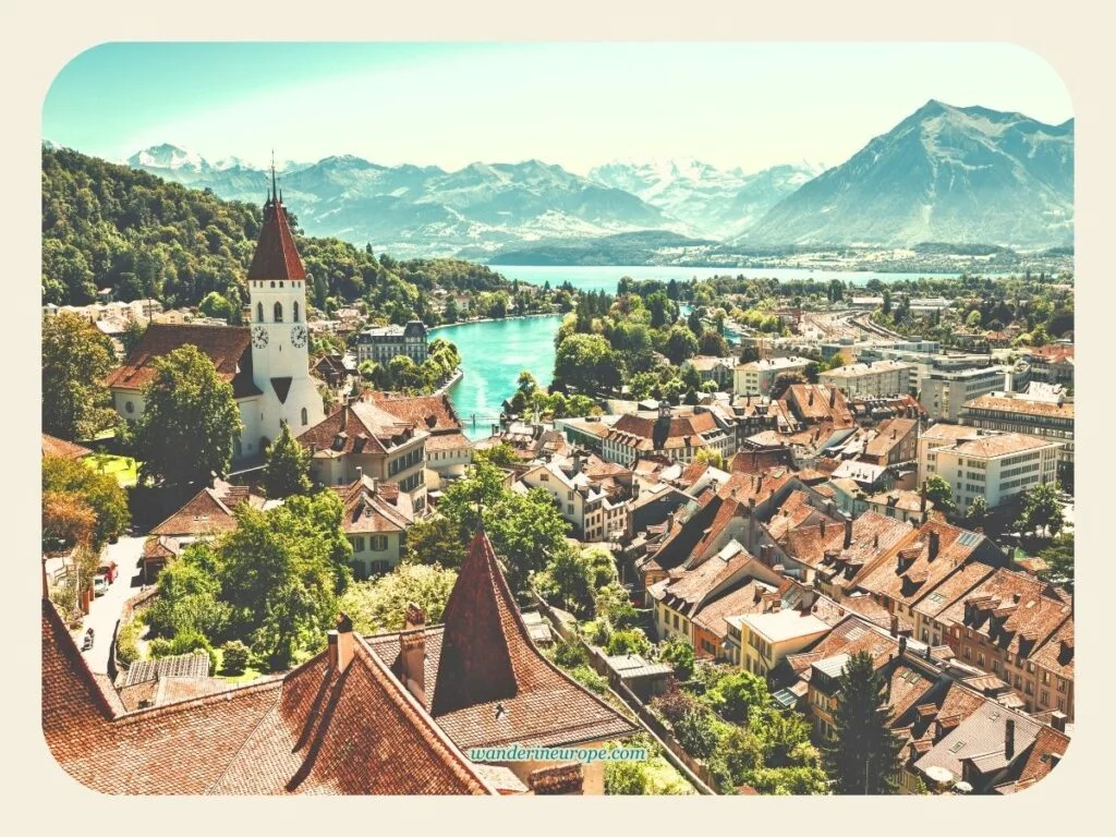 Iconic view of the Bernese Oberland from Thun, Day 2 Morning of Switzerland Itinerary