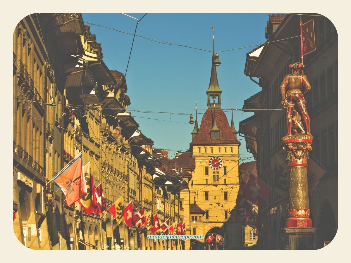 Bern 21 Kafigturm seen from Marktgasse in Bern, Switzerland