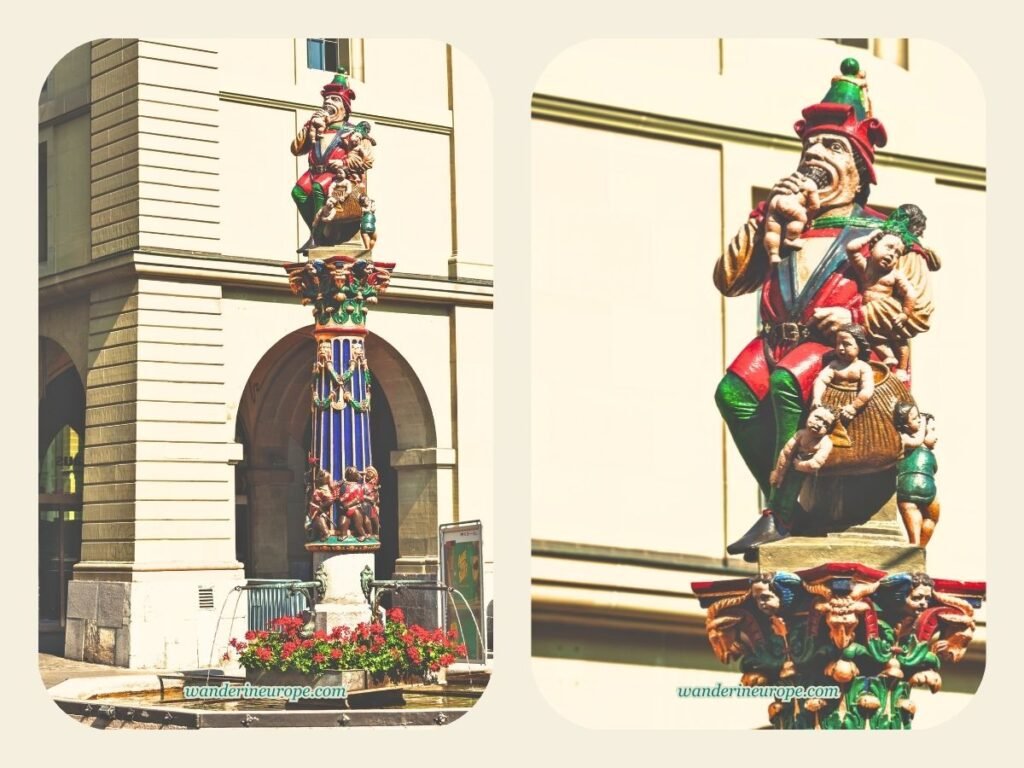 One Day In Bern Itinerary (Visit Landmarks & Scenic Spots) 20 Kindlifresserbrunnen in Kornhausplatz in Bern, Switzerland